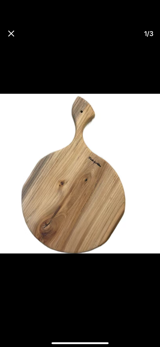 Elm wood cutting board with signature handle 23”Lx15”W