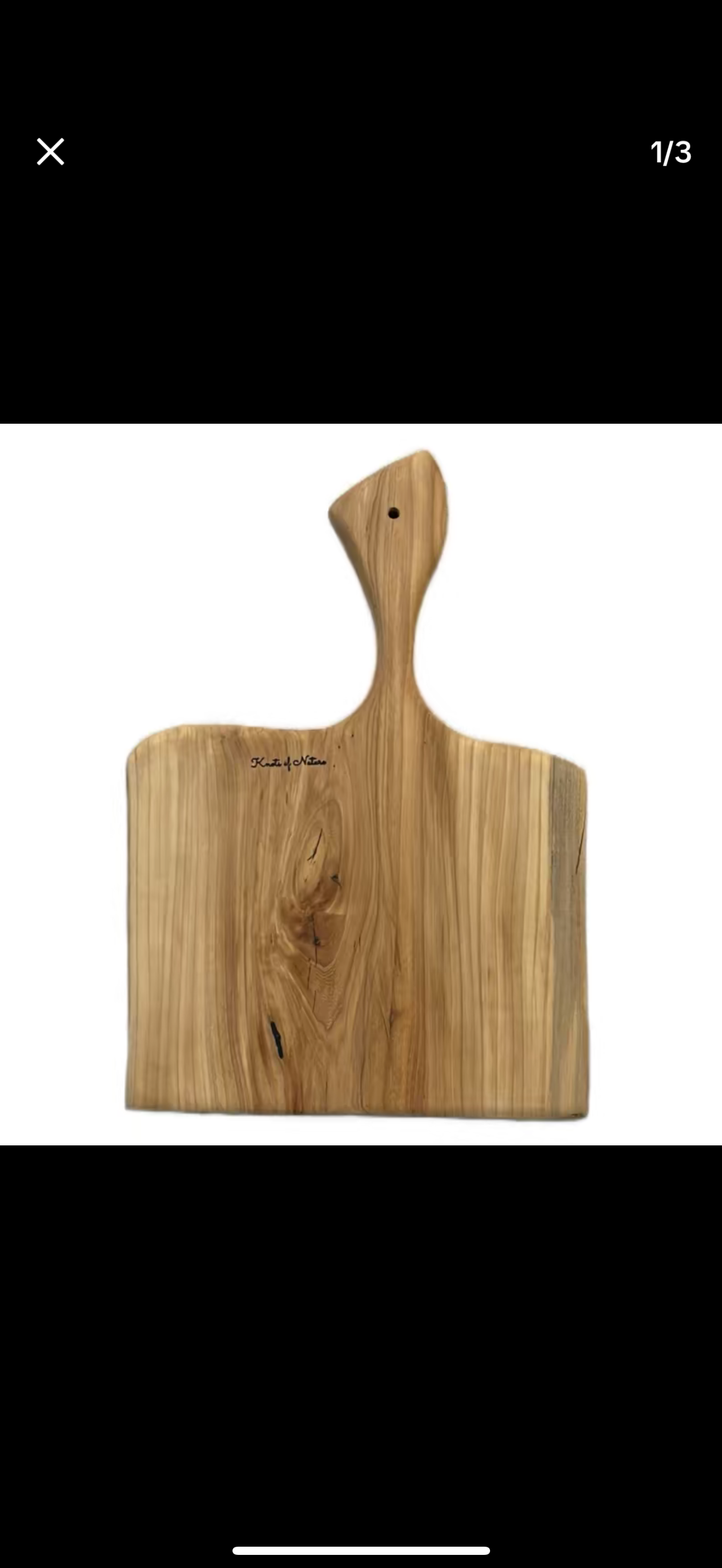 Elm wood cutting board with signature handle 20.5”Lx14”W