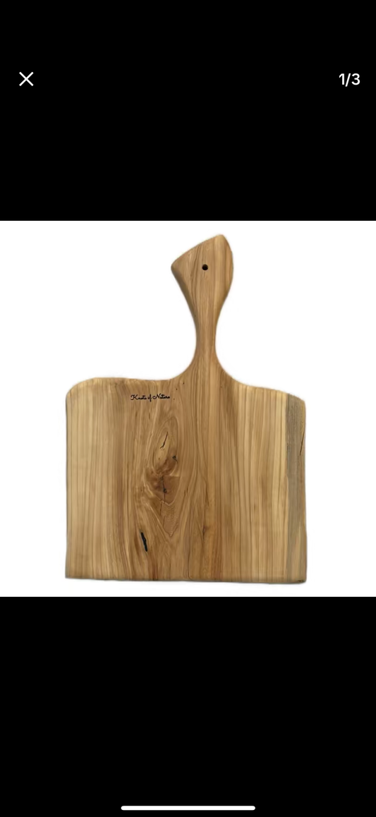 Elm wood cutting board with signature handle 20.5”Lx14”W